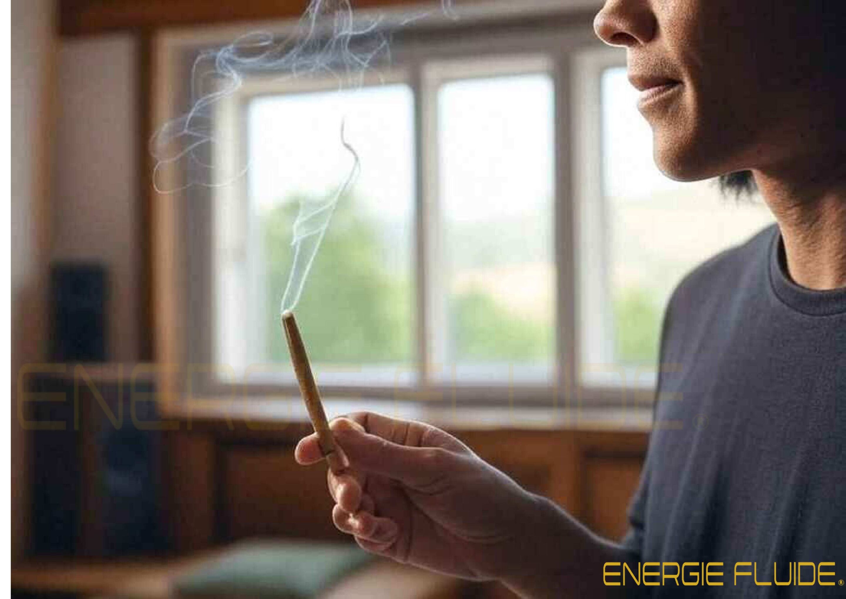 baton-de-palo-santo-fumant-energie-fluide Objectif : Montrer une action simple et accessible, invitant le lecteur à essayer par lui-même.