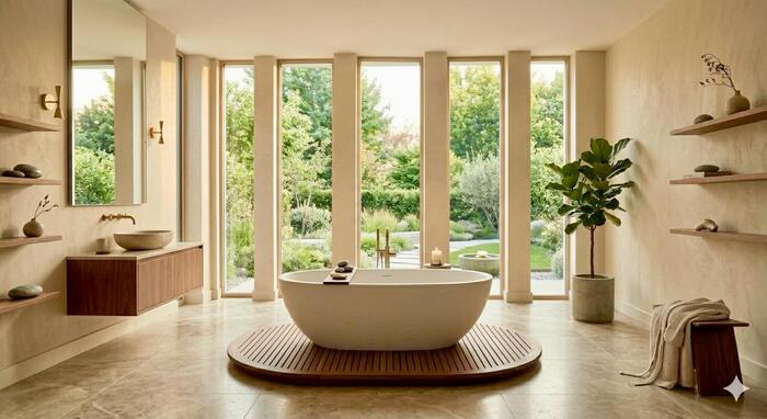 salle-de-bain-detente-feng-shui-energie-fluide Salle de bain zen et lumineuse, design, Feng Shui traditionnel.